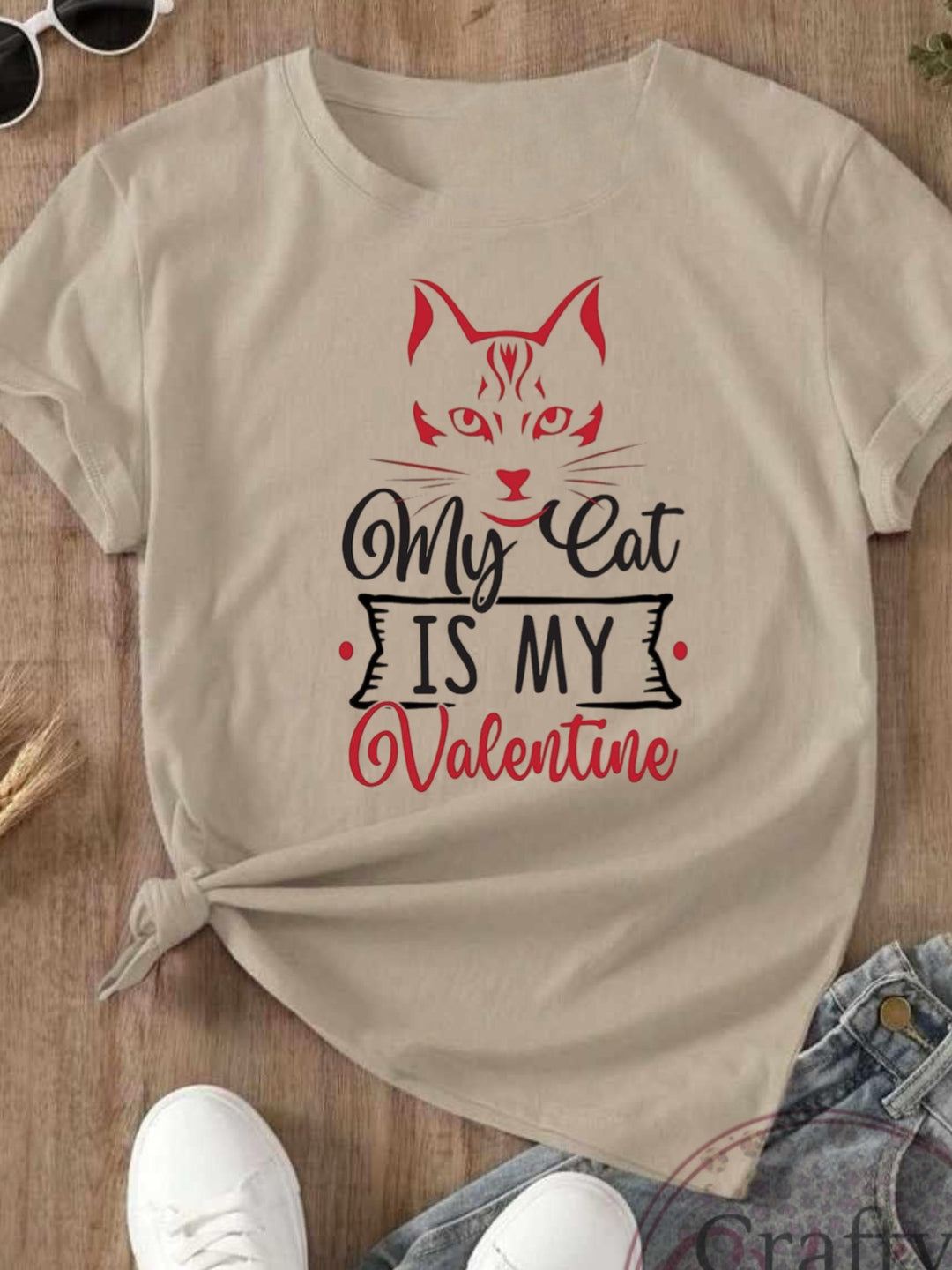 My cat is my valentine beige Tshirt