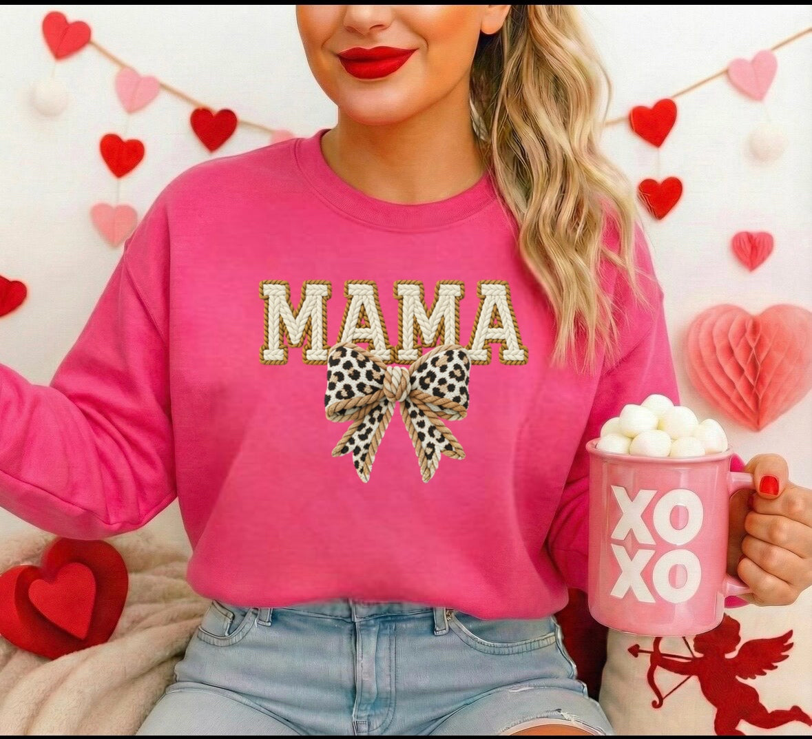 Faux yarn Mama pink