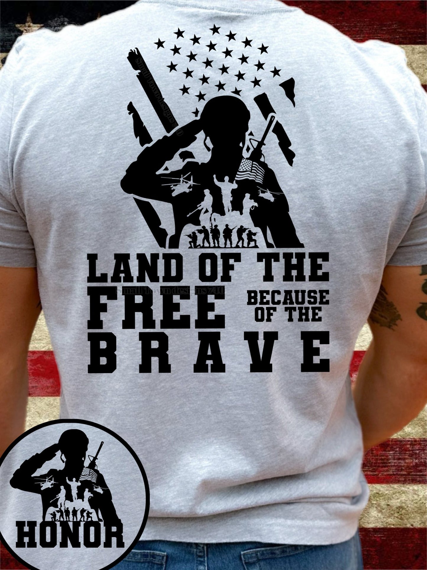 Land of the Free because of the Brave tee