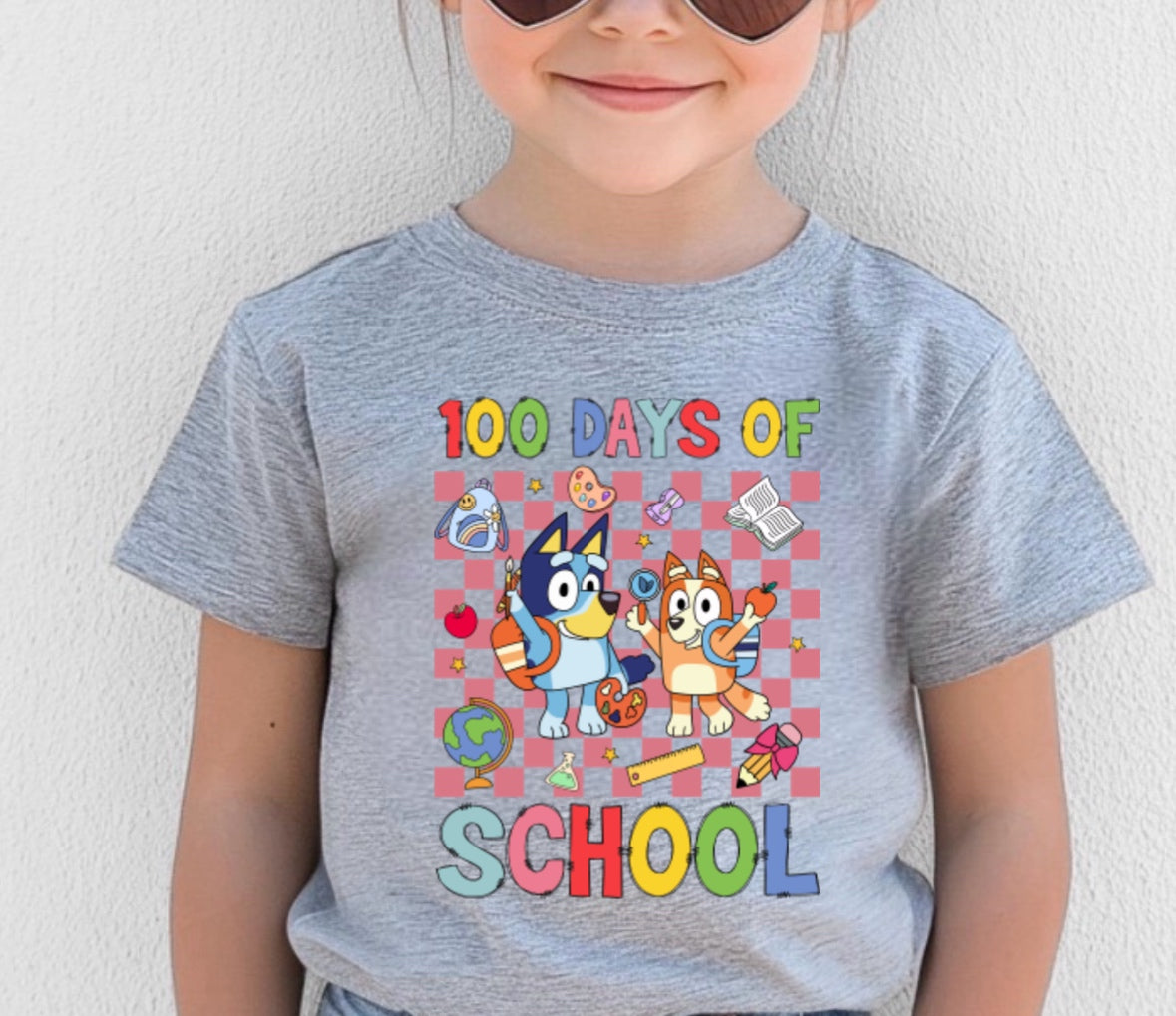 100 days of school bingo and bluey checkered