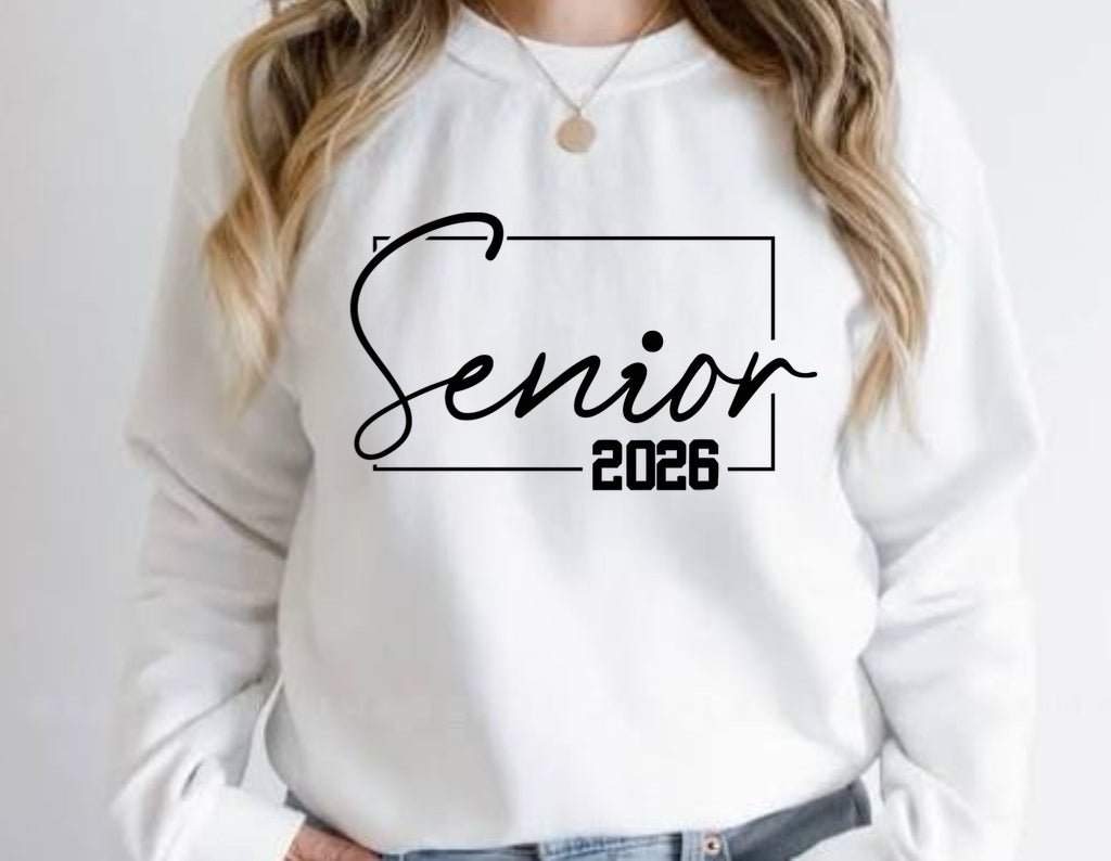 Senior 2026 scripted white