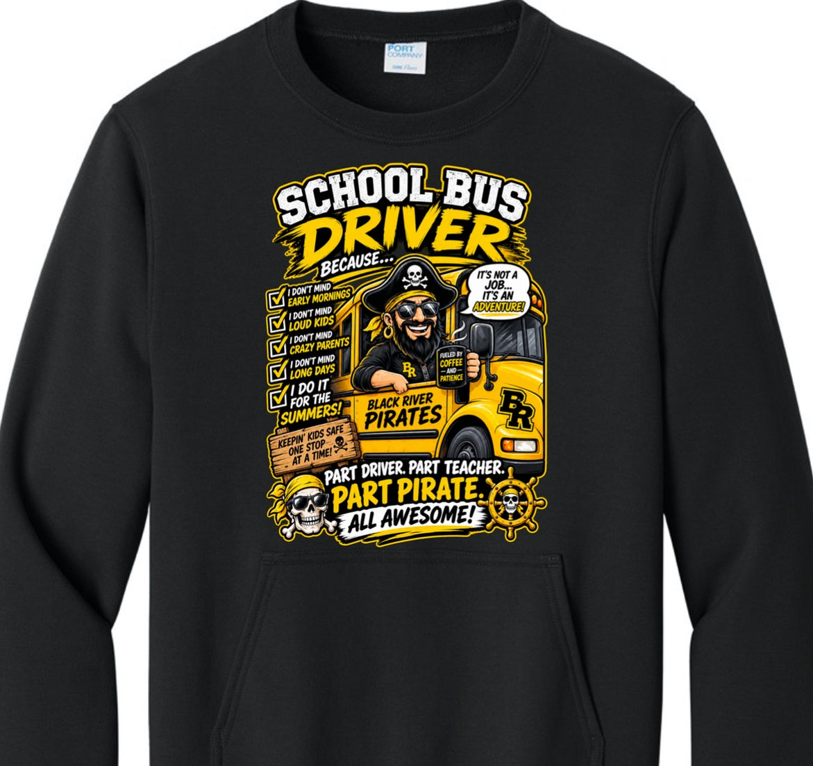 BR school bus driver  Crewneck sweatshirt with pockets