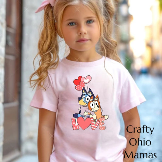 Bluey love pink tshirt
