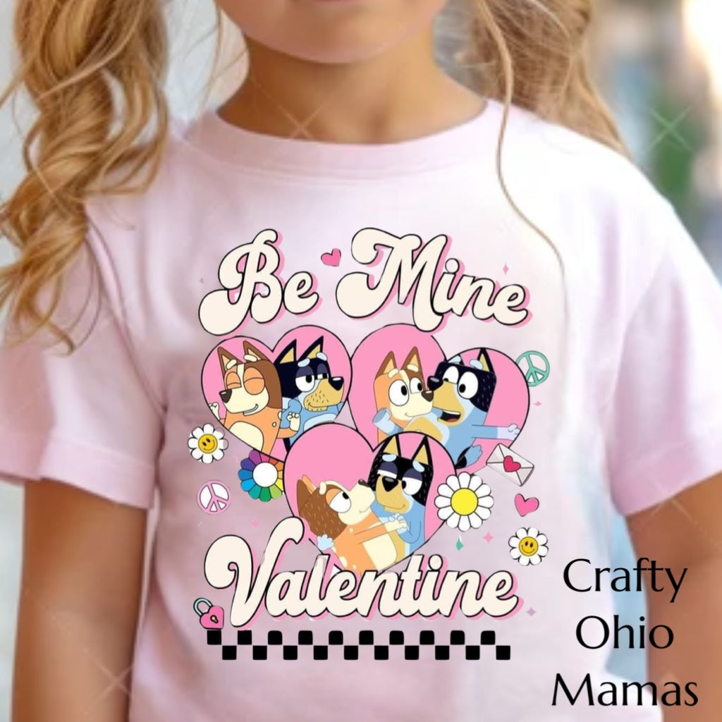 Be my valentine bluey pink tshirt