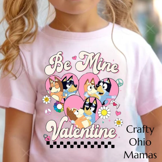 Be my valentine bluey pink tshirt