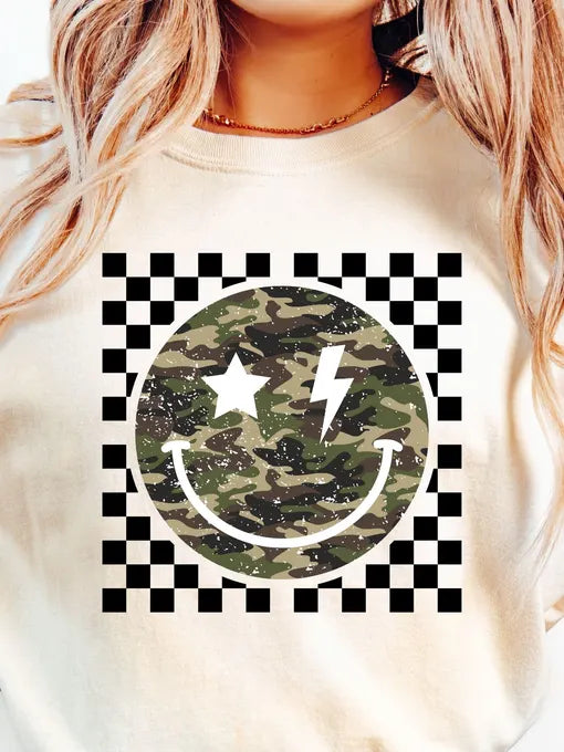Retro Camo Smiley