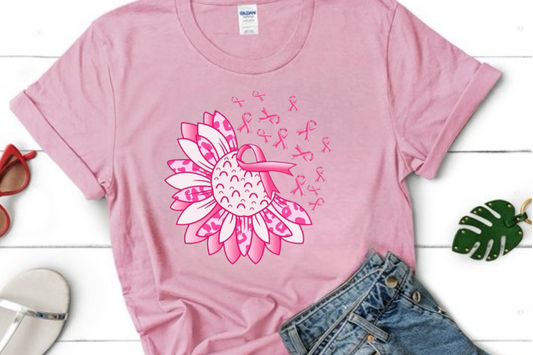 Pink ribbon breast cancer awareness flower