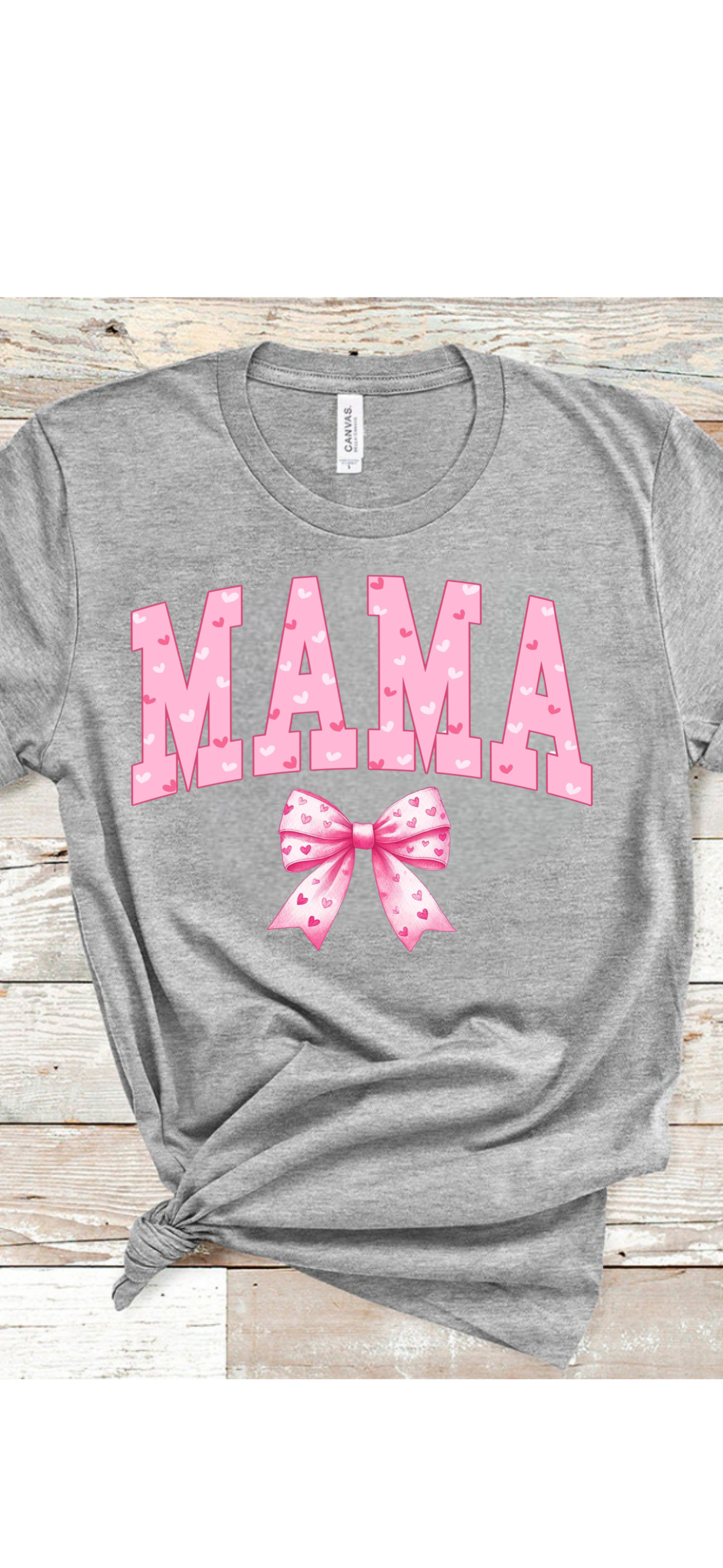 Mama pink Bow gray T-Shirt