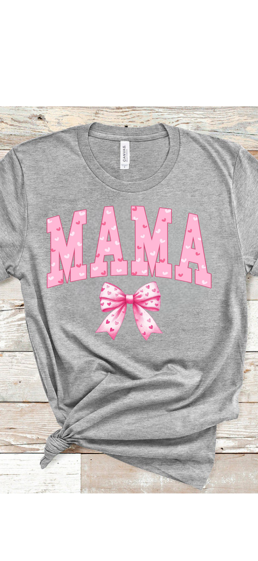 Mama pink Bow gray T-Shirt