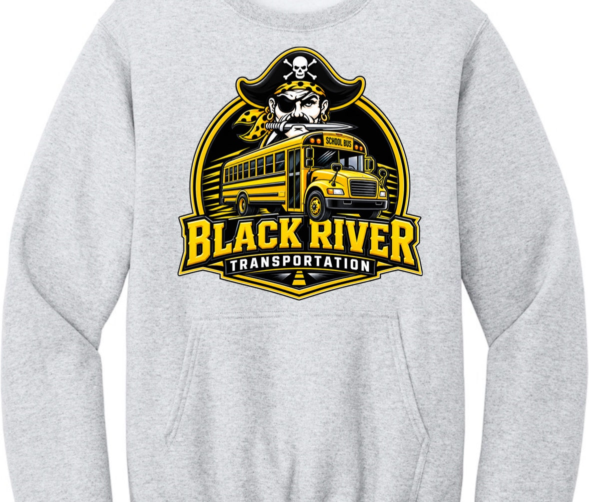 Black River Transportation with bus Crewneck sweatshirt with pockets