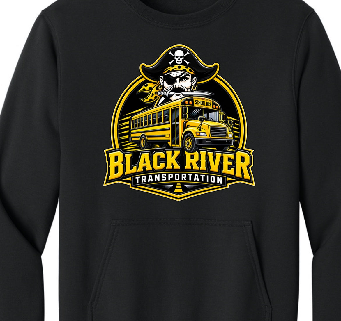 Black River Transportation with bus Crewneck sweatshirt with pockets