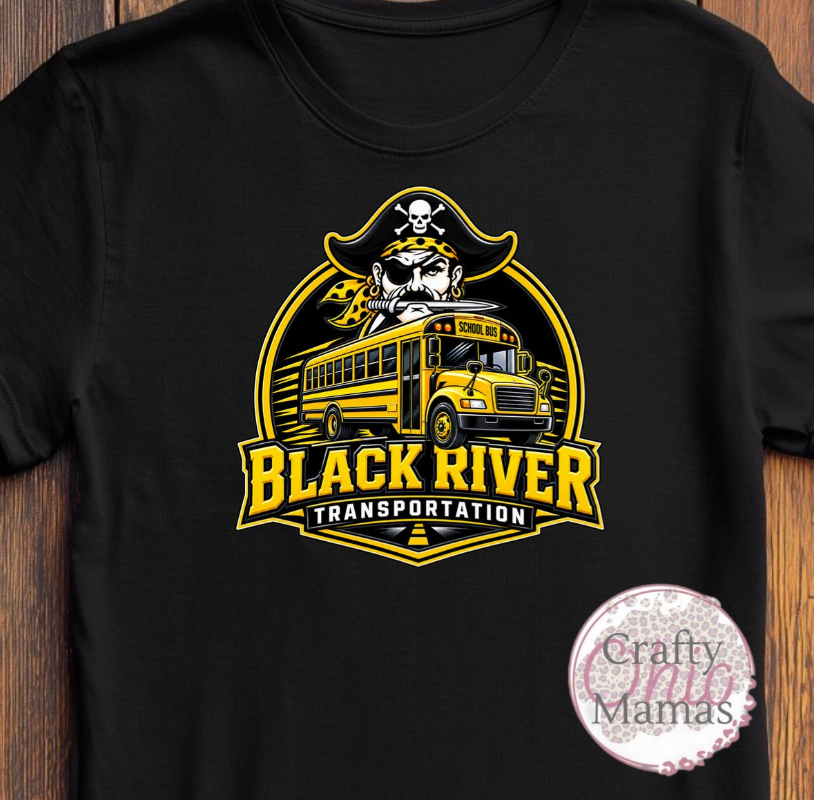 Black River Transportation with bus T-shirt