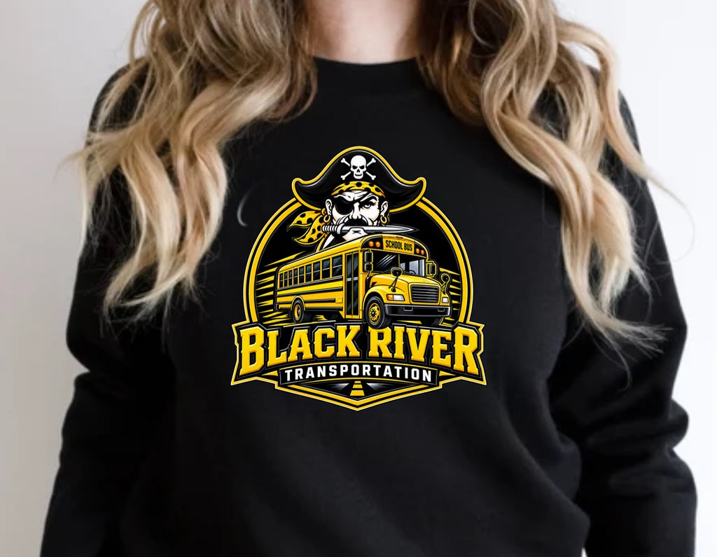 Black River Transportation with bus Crewneck sweatshirt