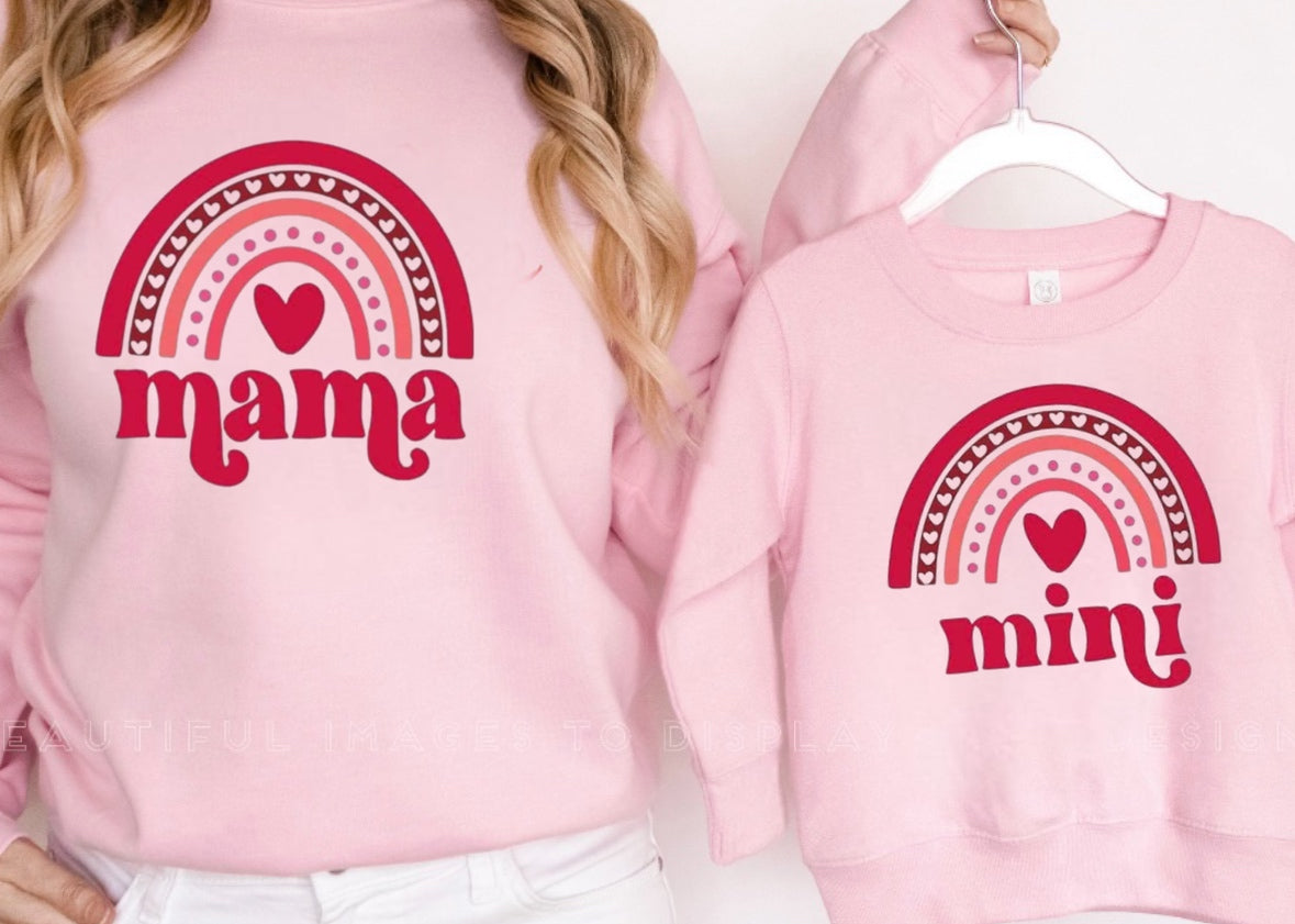 Mama & Me rainbow Valentine matching set