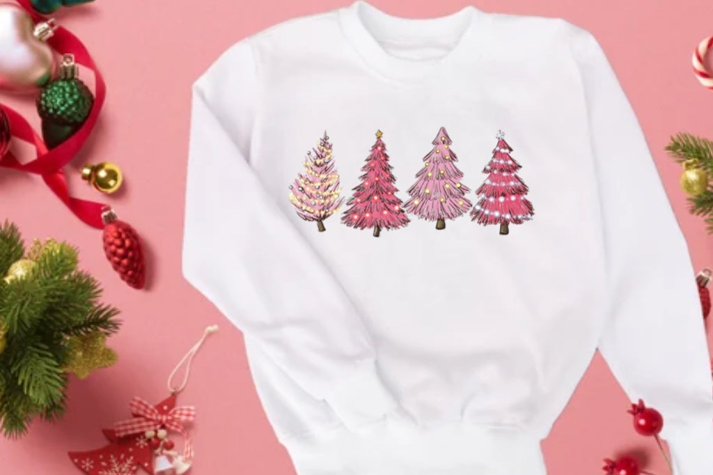 PINK Christmas Trees sweatshirt