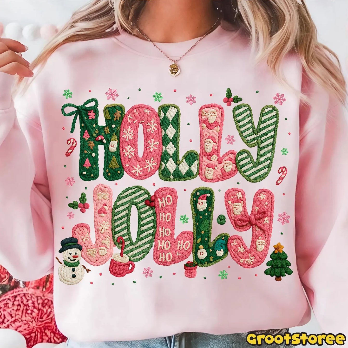 Faux yarn Holly jolly tee