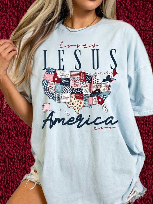 Loves Jesus and America too tee