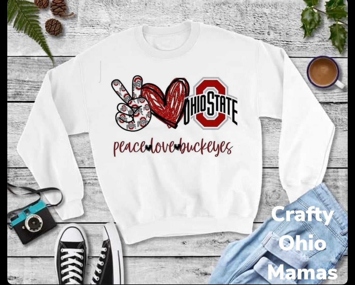 Peace Love Ohio state crew neck