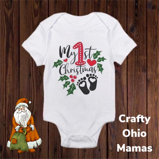 My first Christmas baby feet onesie