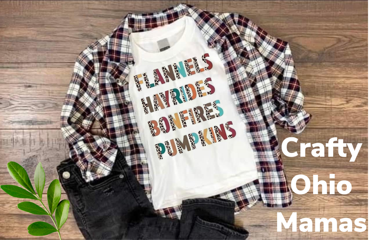 Flannels, hayrides, bonfires, pumpkins graphic Tee